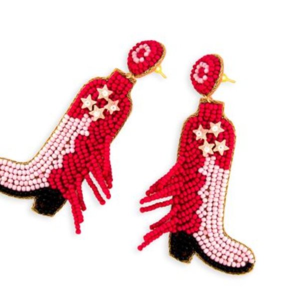 MYRA BAGS Wonderus Beaded Cowboy Boots Statement Earrings NWT - Picture 2 of 4